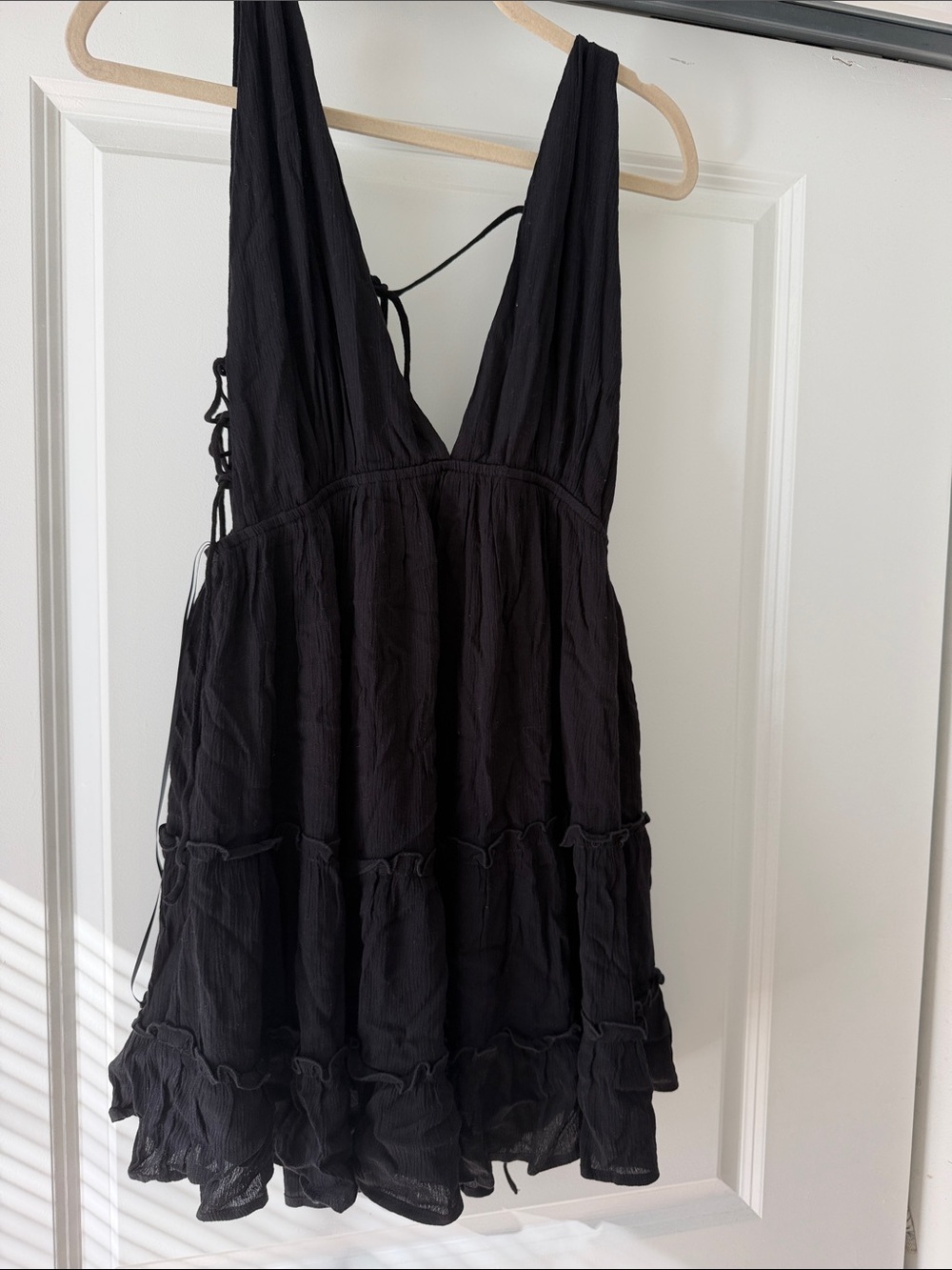 Cotton Candy Black V-Neck Swim Cover-Up Dress